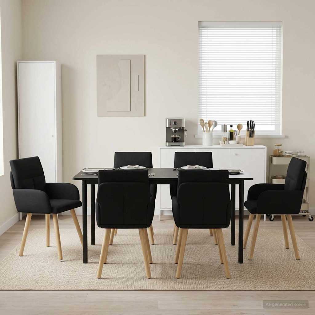 vidaXL Matstolar 6 st Tyg Svart 60 x 56 x 93 cm