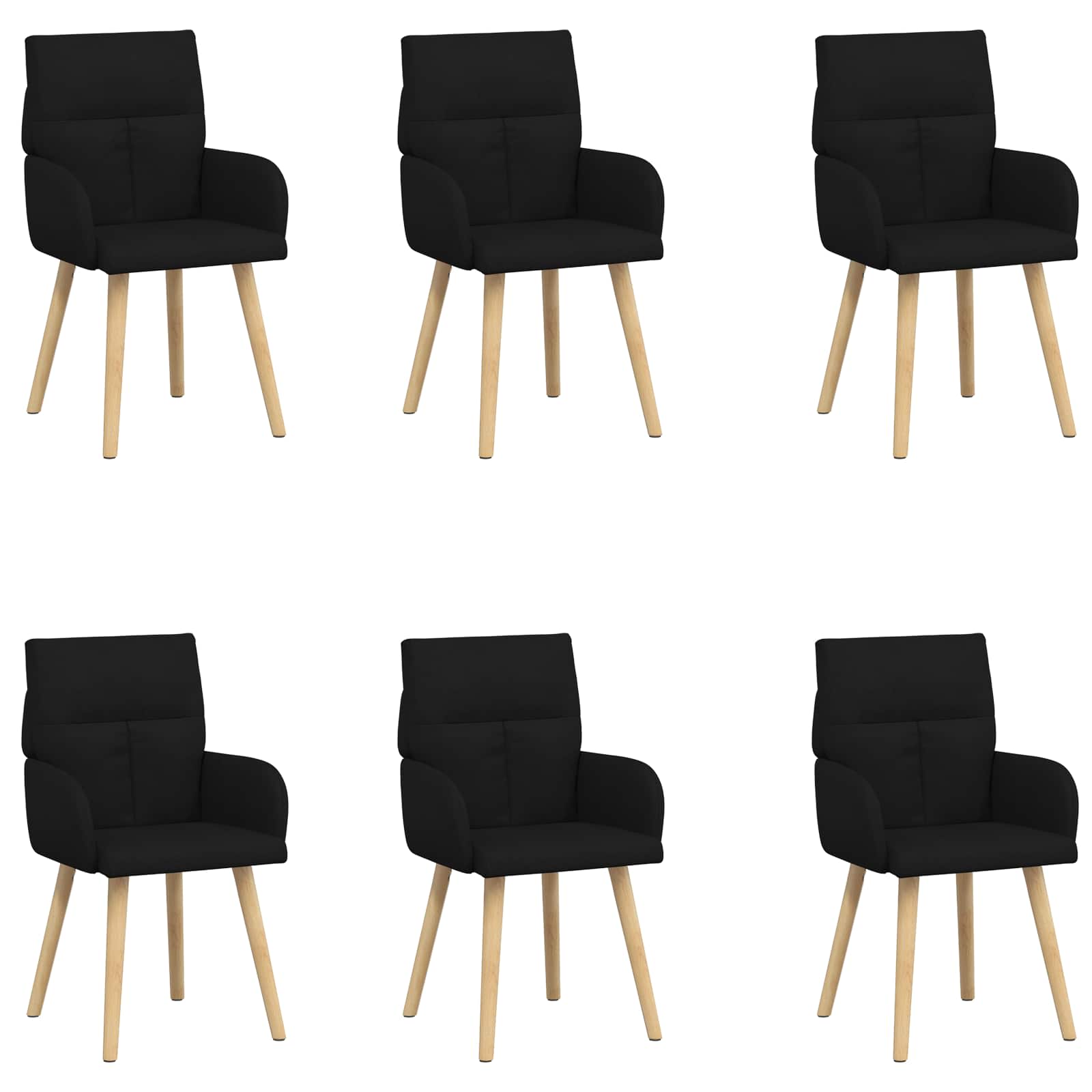 Jedilni stoli 6 pcs Blago Črna 60 x 56 x 96 cm - slika 2