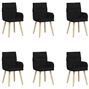 Jídelní židle 6 pcs Textil Černá 60 x 56 x 96 cm - obrázek 2