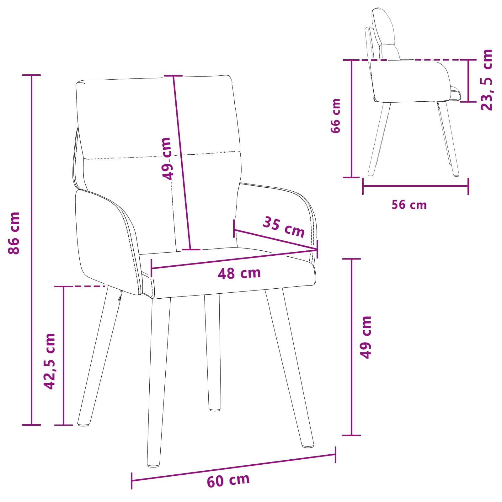 Jedilni stoli 6 pcs Blago Črna 60 x 56 x 96 cm - slika 8