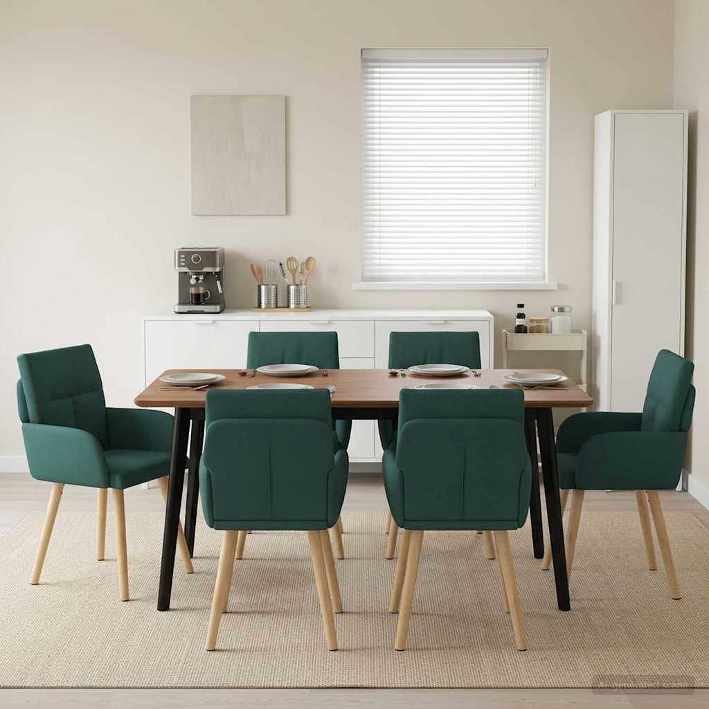 vidaXL Matstolar 6 st Tyg Mörkgrön 60 x 56 x 93 cm