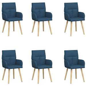 Jídelní židle 6 pcs Textil Modrá 60 x 56 x 96 cm - obrázek 2