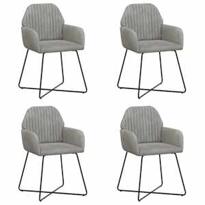 Jídelní židle 4 pcs Samet Světle šedá 55 x 50 x 84 cm - obrázek 2