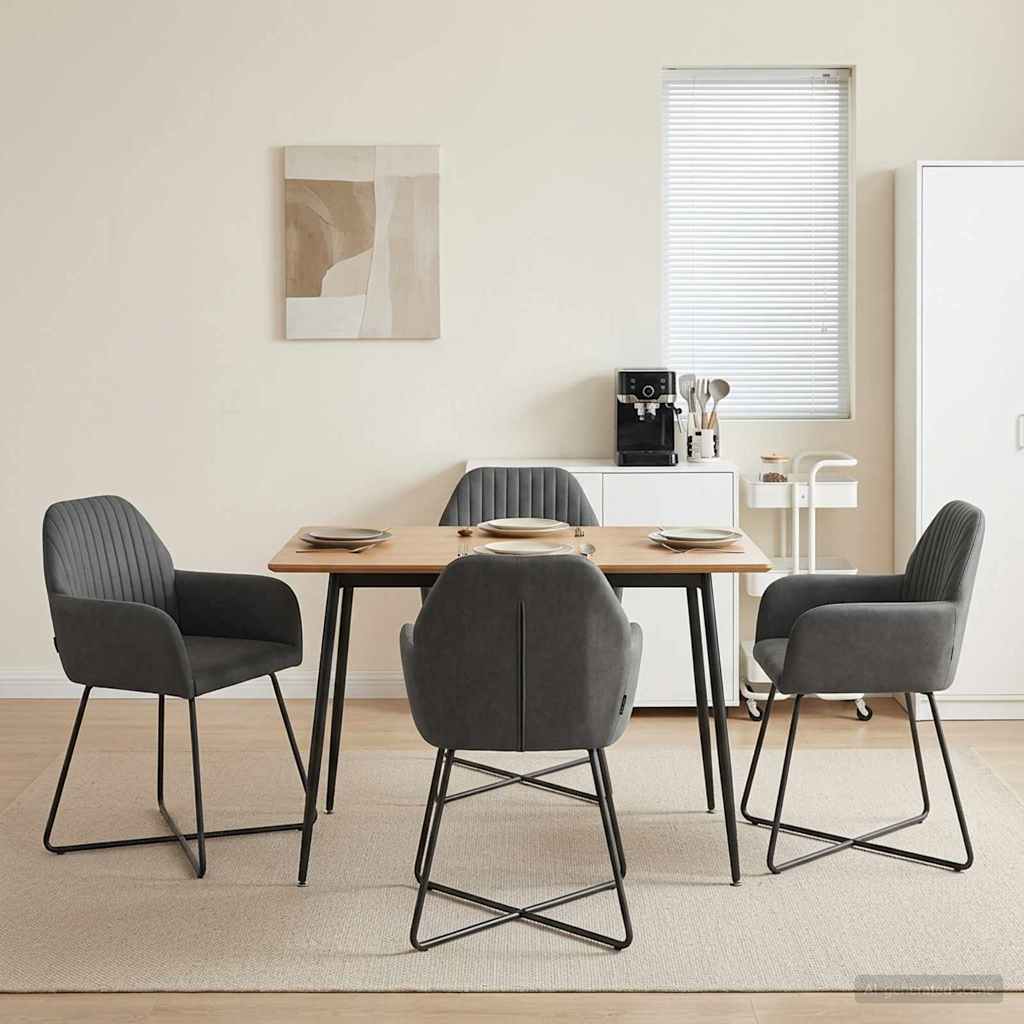 vidaXL Matstolar 4 st Sammet M&ouml;rkgr&aring; 55 x 50 x 84 cm