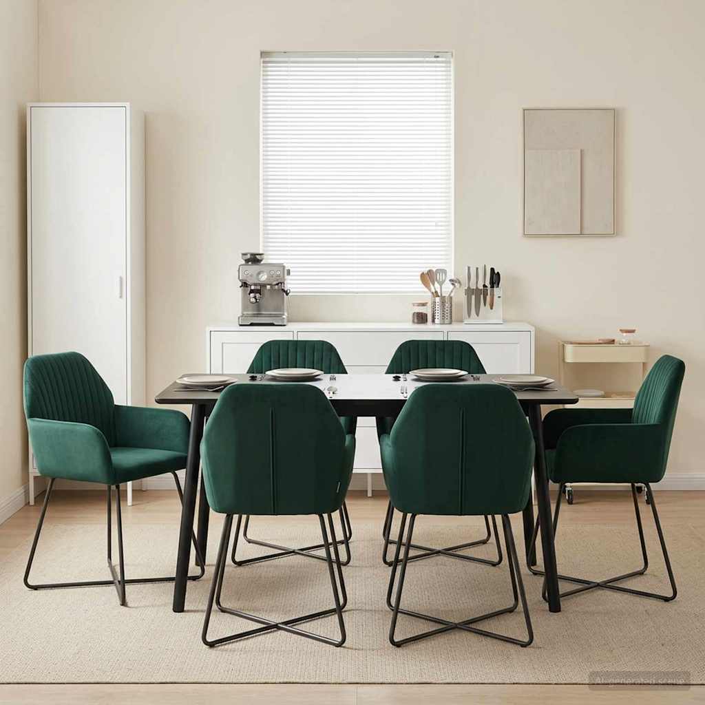 vidaXL Matstolar 4 st Sammet Mörkgrön 55 x 50 x 84 cm
