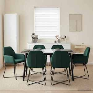 Jedilni stoli 4 pcs Žamet Temno zelena 55 x 50 x 84 cm