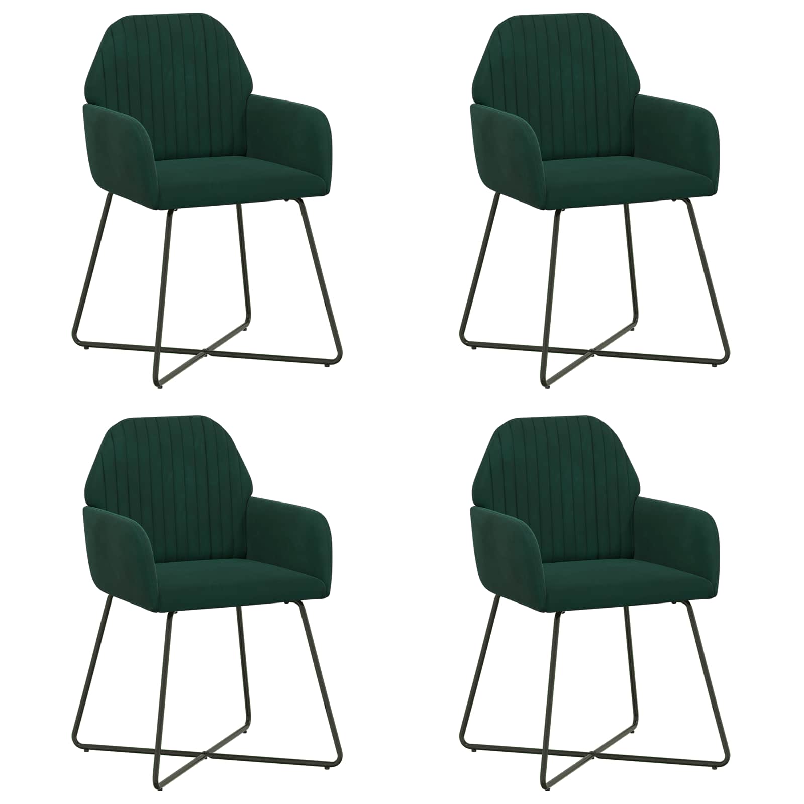 Jedilni stoli 4 pcs Žamet Temno zelena 55 x 50 x 84 cm - slika 2