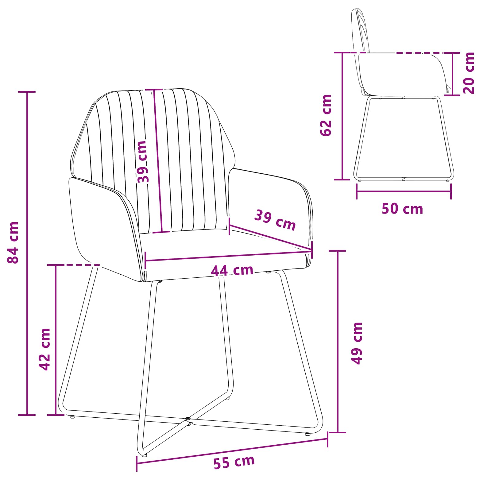Jedilni stoli 4 pcs Žamet Temno zelena 55 x 50 x 84 cm - slika 8