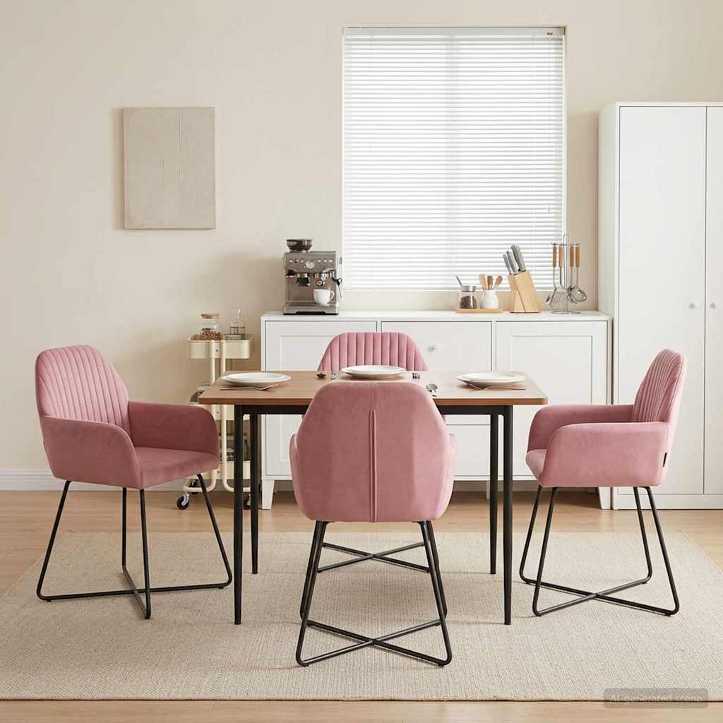 vidaXL Matstolar 4 st Sammet Rosa 55 x 50 x 84 cm