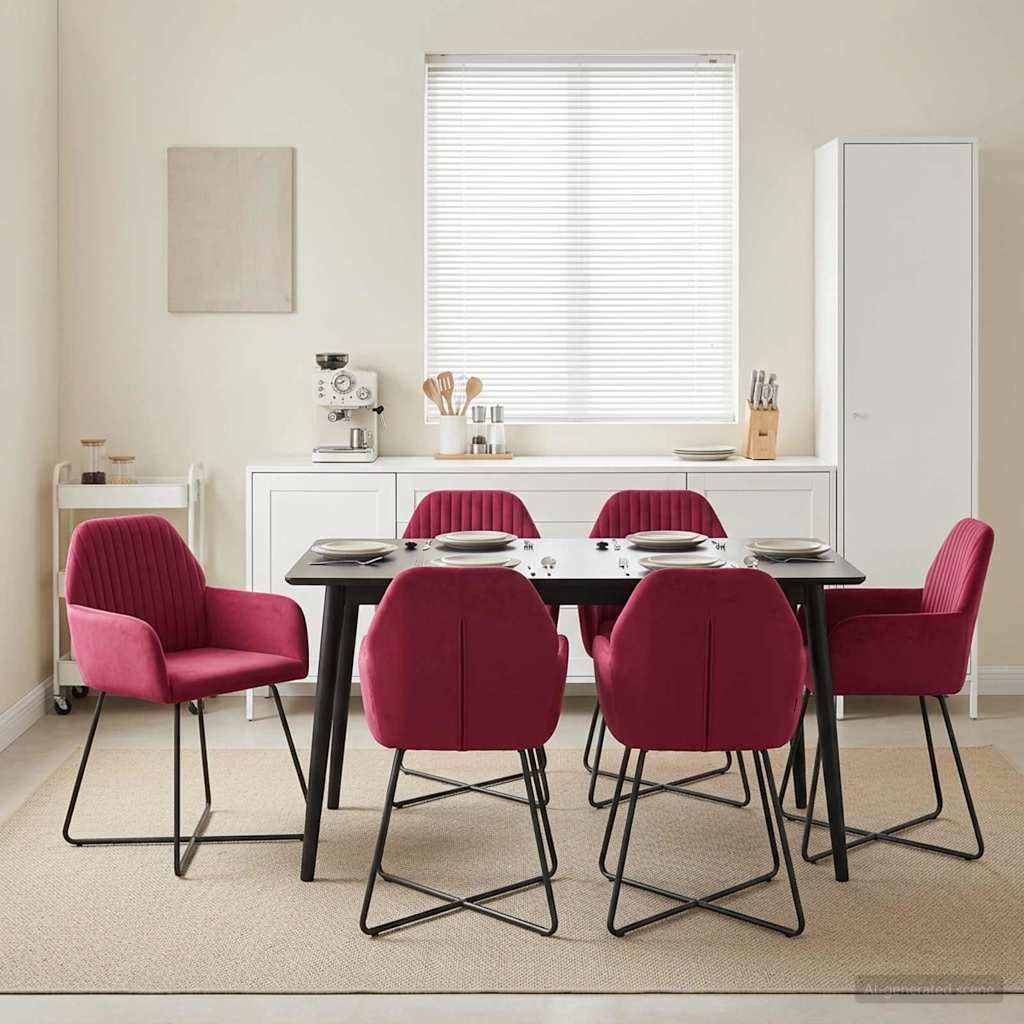 vidaXL Matstolar 4 st Sammet Vinr&ouml;d 55 x 50 x 84 cm