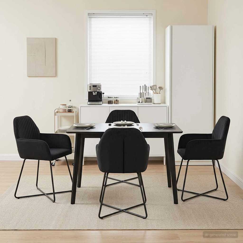 vidaXL Matstolar 4 st Sammet Svart 55 x 50 x 84 cm