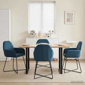 Jedilni stoli 4 pcs Žamet Modra 55 x 50 x 84 cm