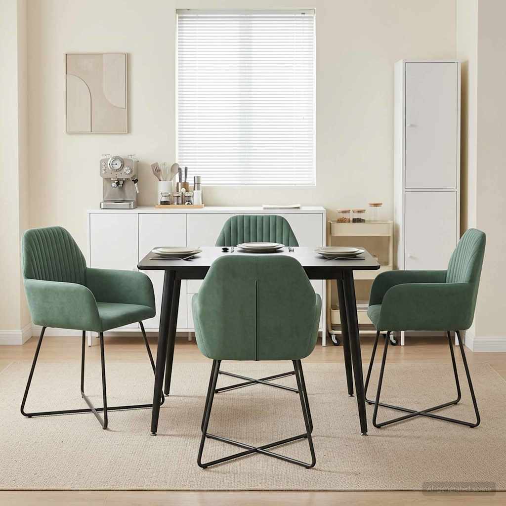 vidaXL Matstolar 4 pcs Sammet (V) Havgrön 55 x 50 x 84 cm
