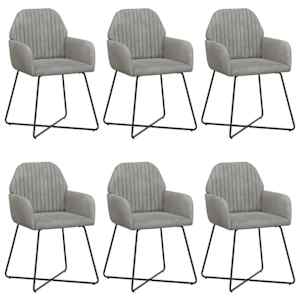 Jedilni stoli 6 pcs Žamet Svetlo siva 55 x 50 x 84 cm