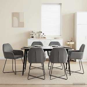 Jedilni stoli 6 pcs Žamet Temno siva 55 x 50 x 84 cm