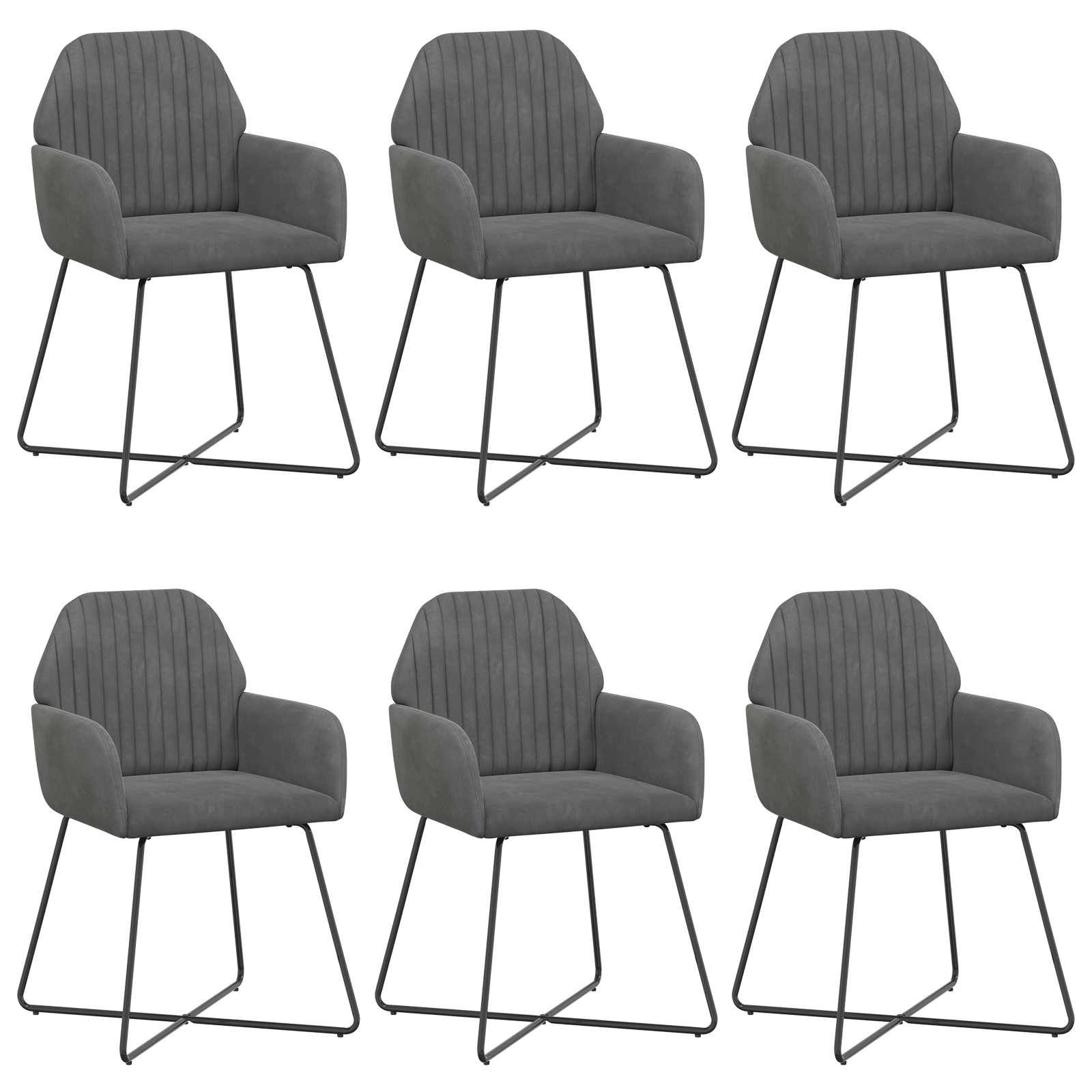 Jedilni stoli 6 pcs Žamet Temno siva 55 x 50 x 84 cm - slika 2