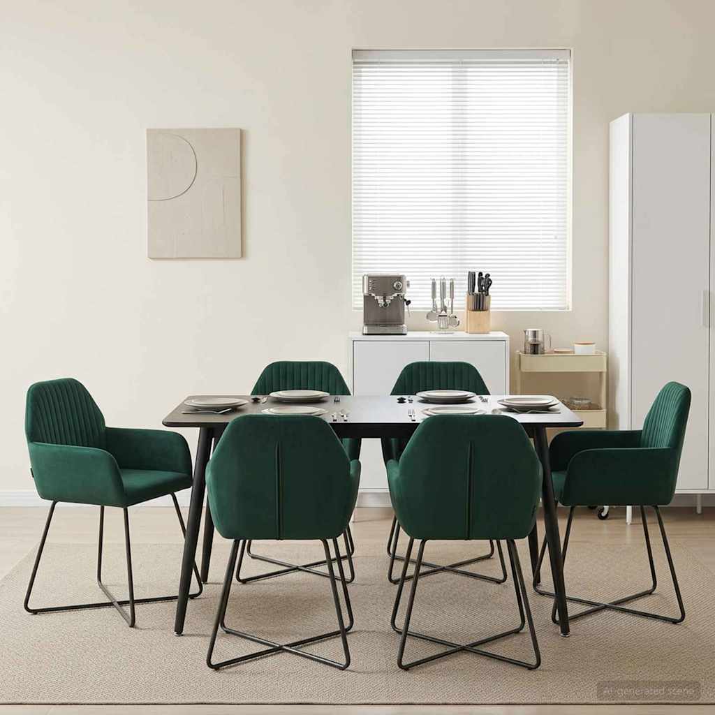 vidaXL Matstolar 6 pcs Sammet (V) Mörkgrön 55 x 50 x 84 cm