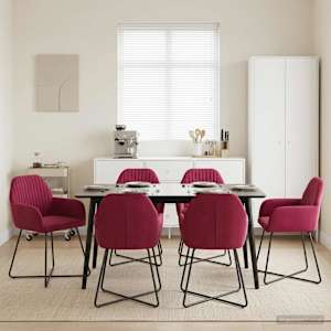 Jídelní židle 6 pcs Samet Víno Červené 55 x 50 x 84 cm