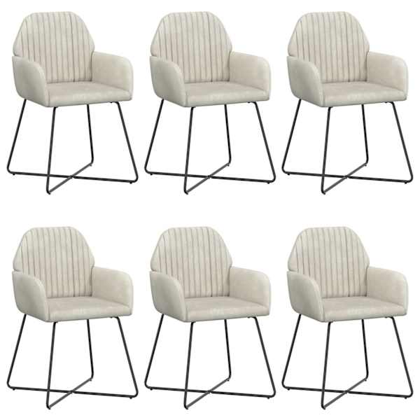 vidaXL S&ouml;&ouml;gitoa Toolid 6 tk Samet Kreemjas 55 x 50 x 84 cm