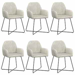 Jídelní židle 6 pcs Samet Krémová 55 x 50 x 84 cm - obrázek 2