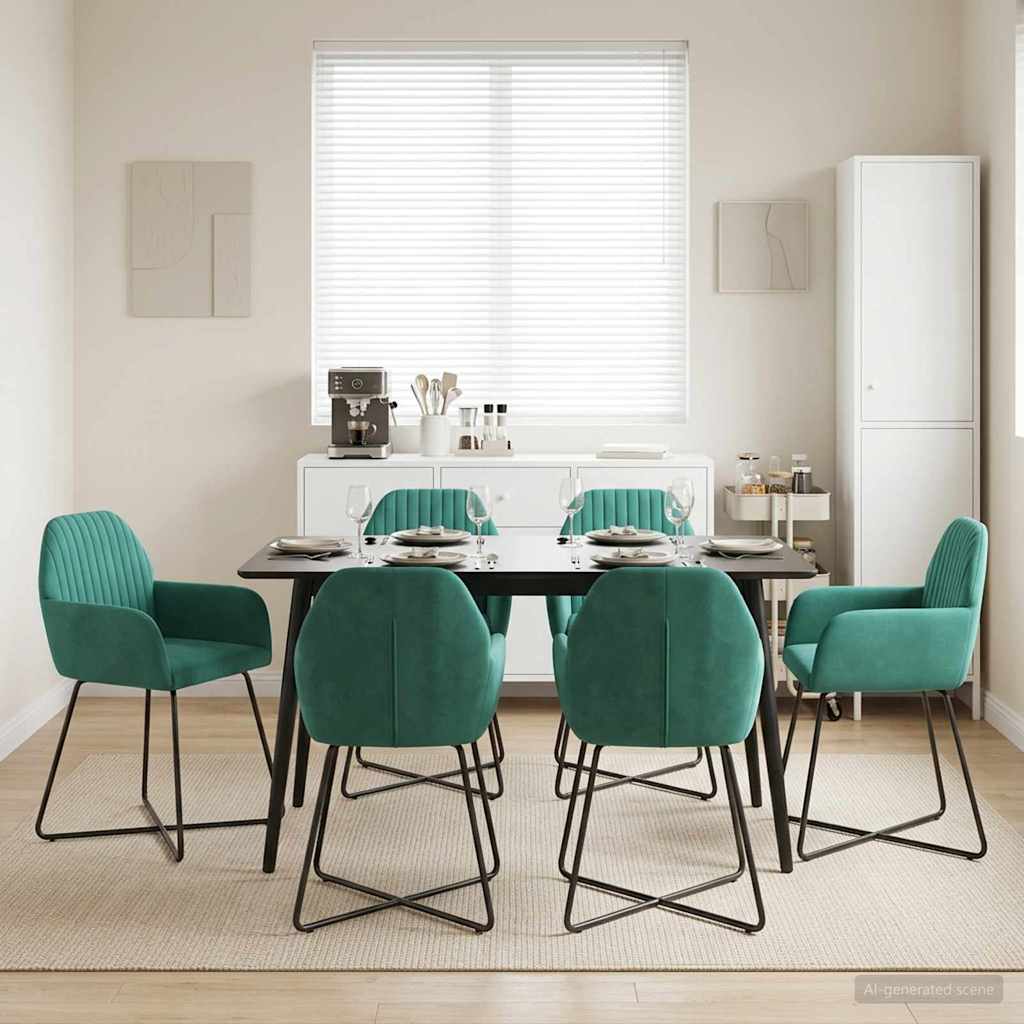vidaXL Matstolar 6 st Sammet Turkos 55 x 50 x 84 cm