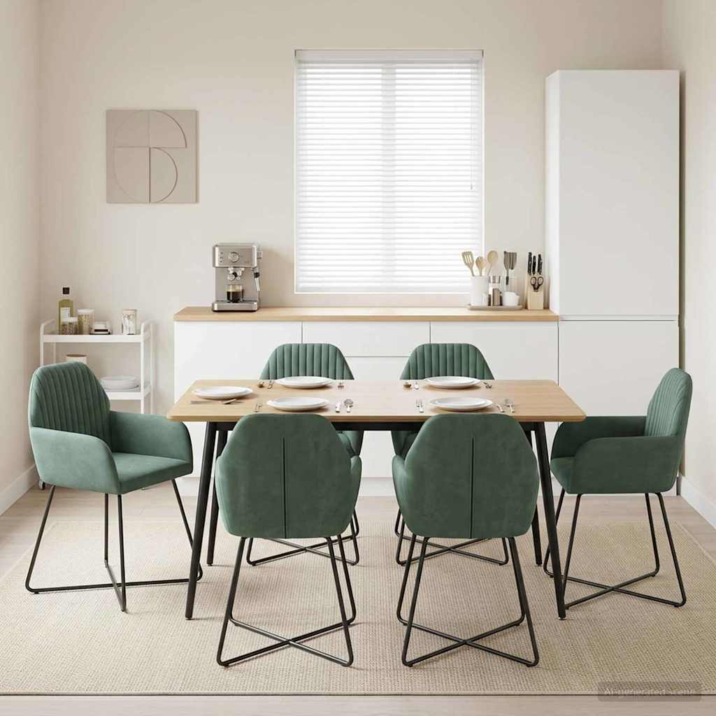 vidaXL Matstolar 6 pcs Sammet (V) Havgrön 55 x 50 x 84 cm
