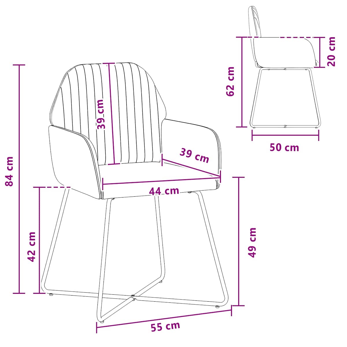 Spisestole Fløjl 55 x 50 x 84 cm - Billede 8