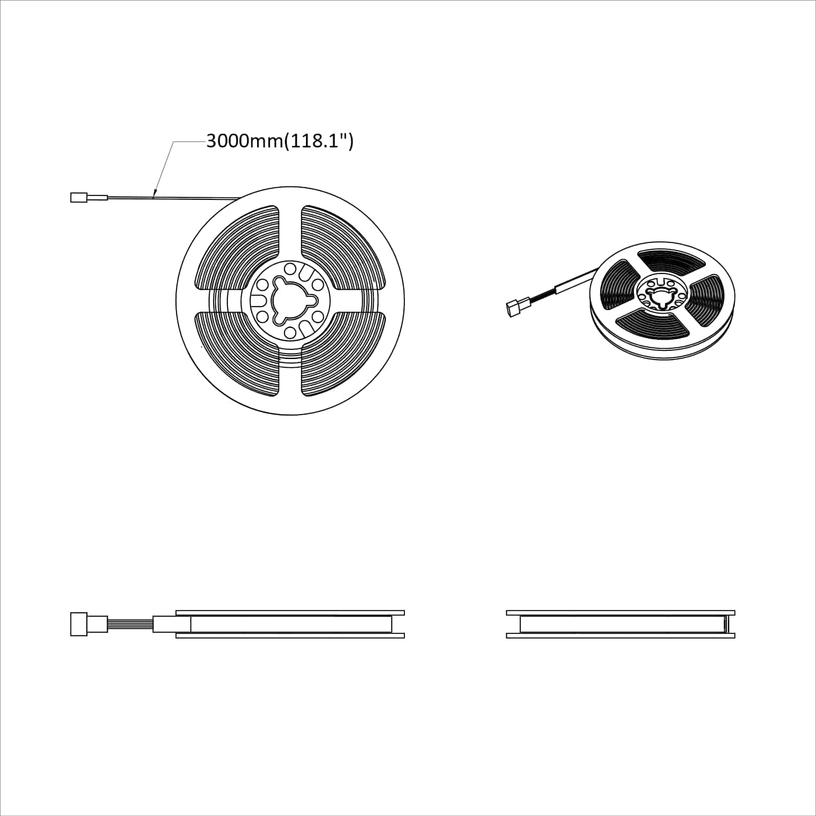 Bandă LED 4 pcs Negru și transparent 300 cm Cupru și Plastic [7]