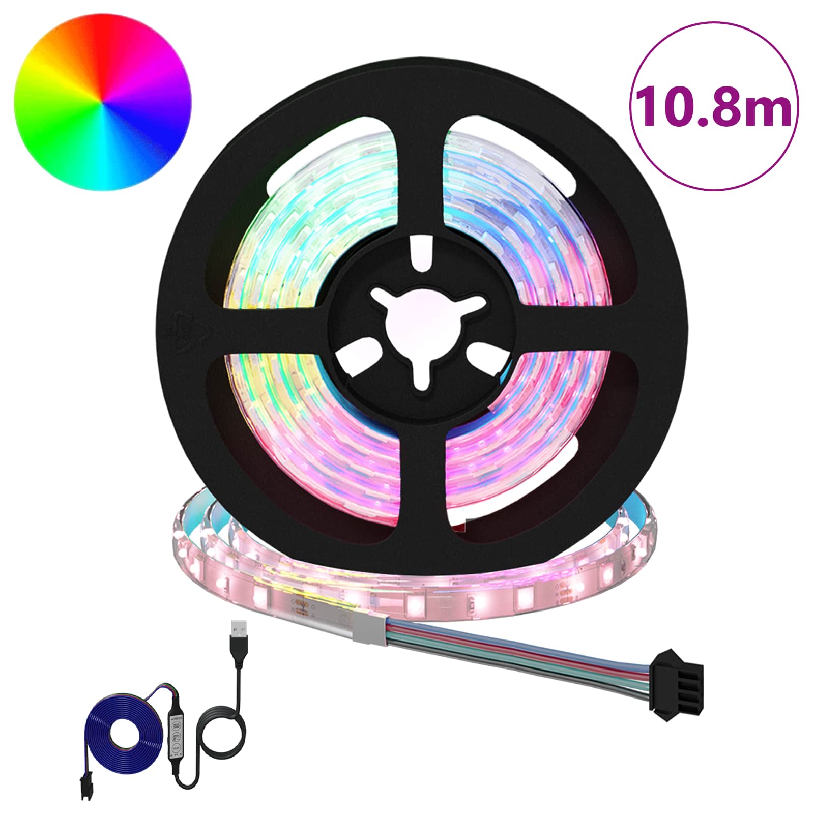 vidaXL LED-strip 24 pcs Zwart en transparant 90 x 0,8 x 0,3 cm