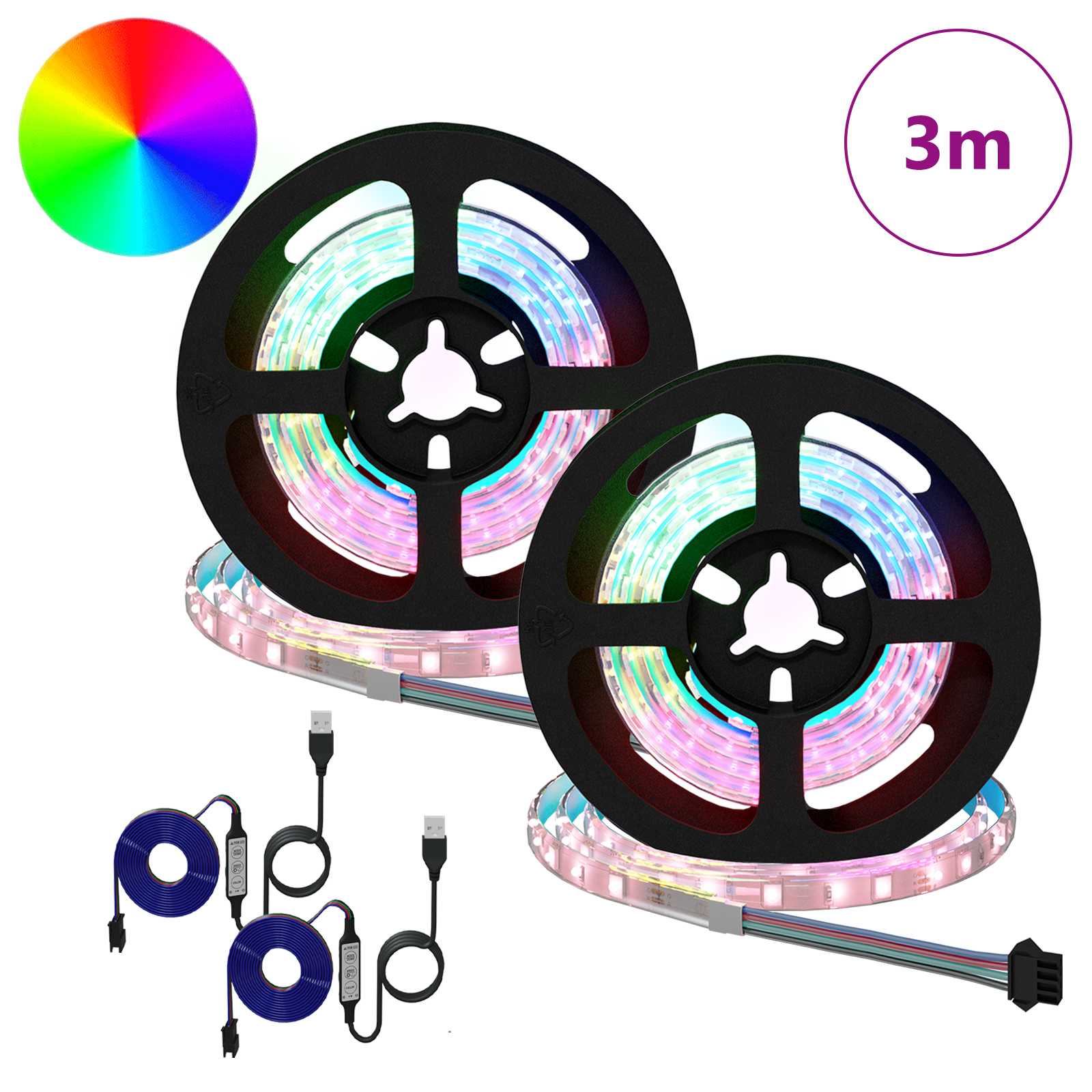 Bandă LED 4 pcs Negru și transparent 75 x 0,8 x 0,3 cm [1]