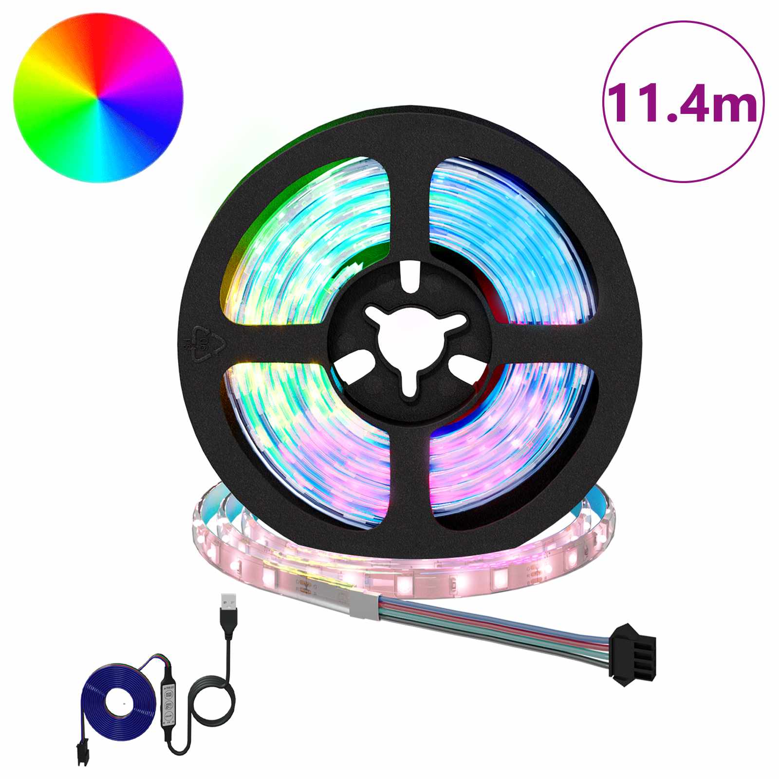 vidaXL LED-strip 24 pcs Zwart en transparant 95 x 0,8 x 0,3 cm