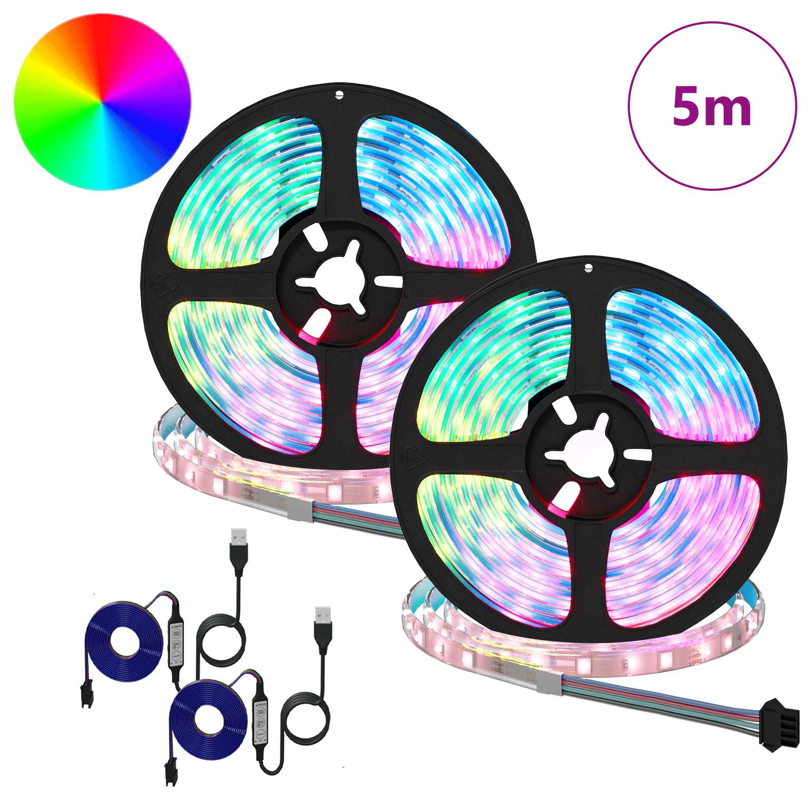 vidaXL LED-strip 4 pcs Zwart en transparant 250 x 0,8 x 0,3 cm