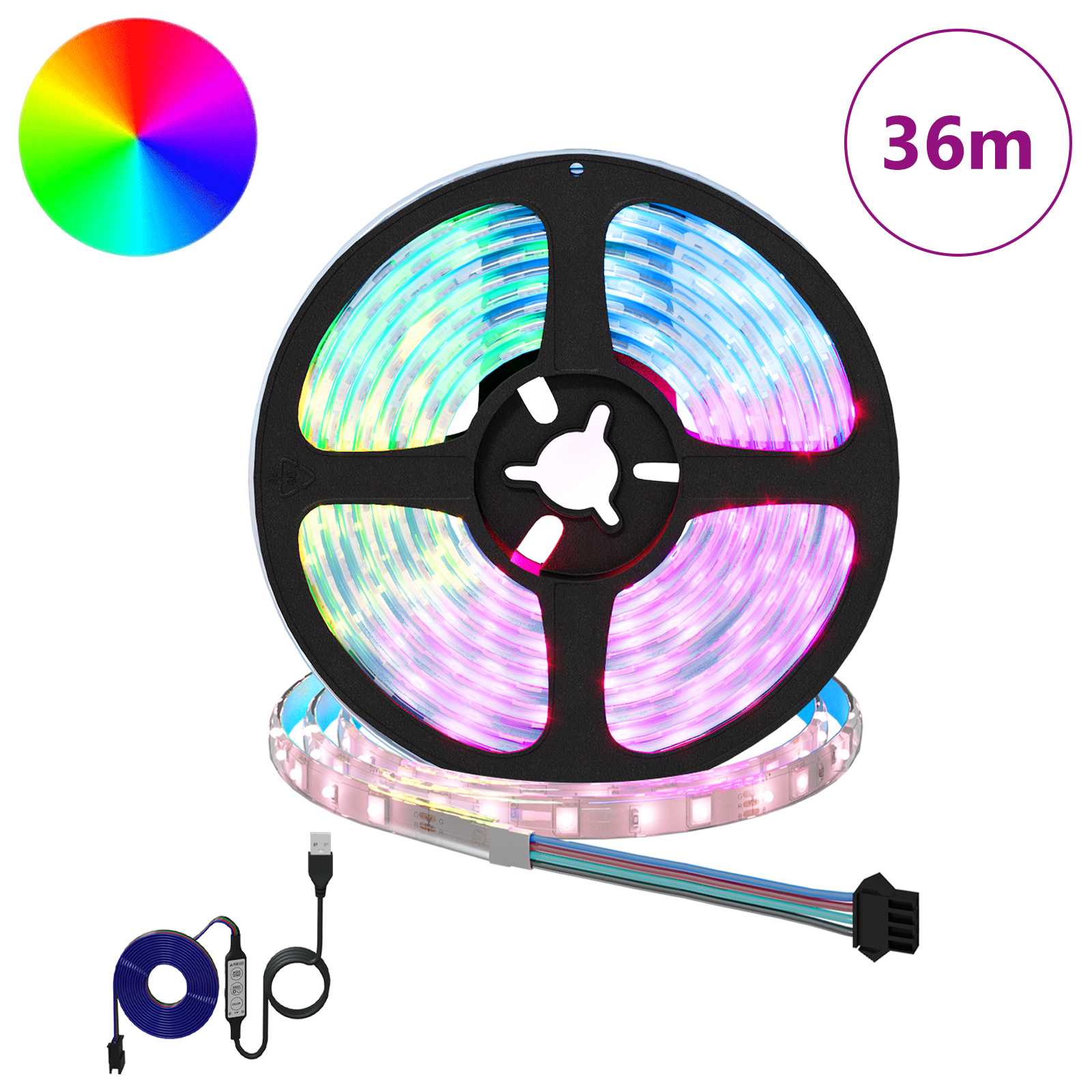 vidaXL LED-strip 24 pcs Zwart en transparant 300 x 0,8 x 0,3 cm