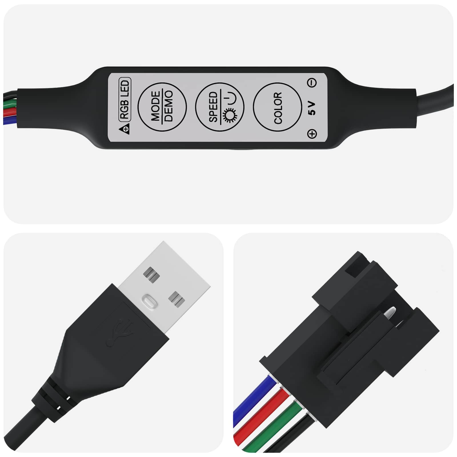 Bandă LED 4 pcs Negru și transparent 510 x 0,8 x 0,3 cm [3]