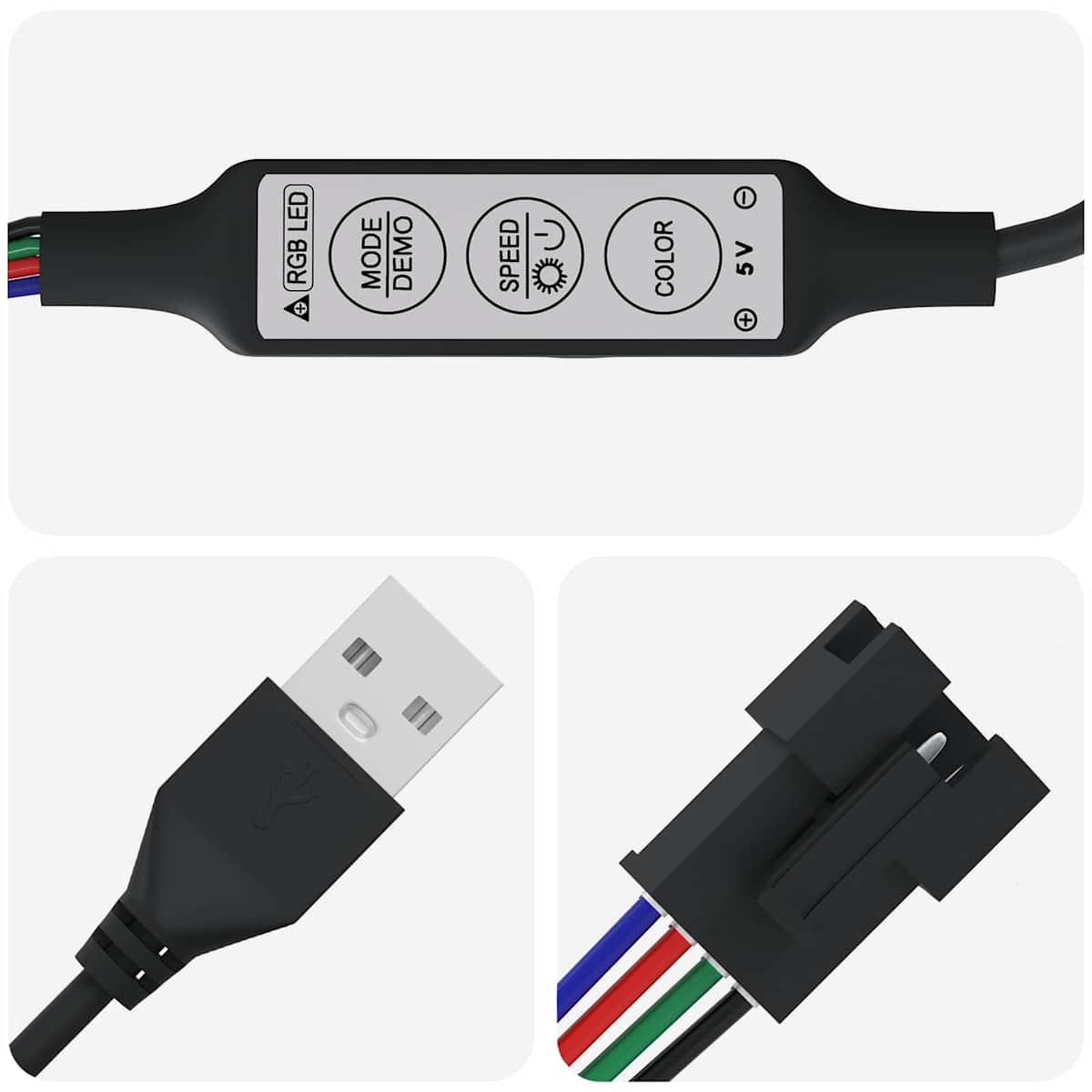 LED Strip Sort og Gennemsigtig Kobber og plastik - Billede 6