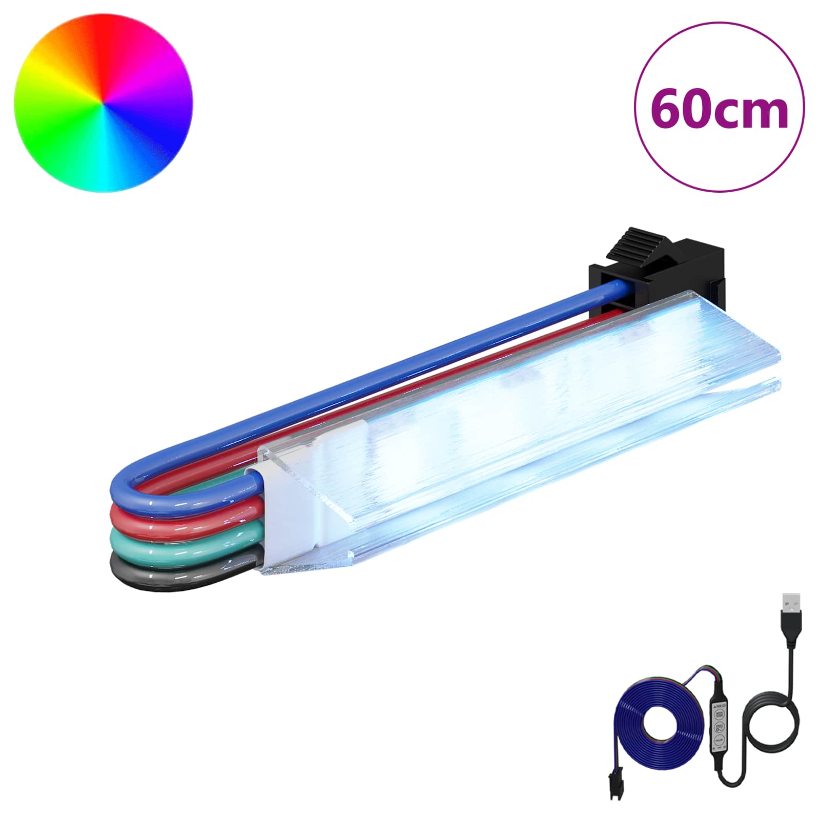 vidaXL LED-strip 24 pcs Zwart en Wit 150 cm Koper en kunststof