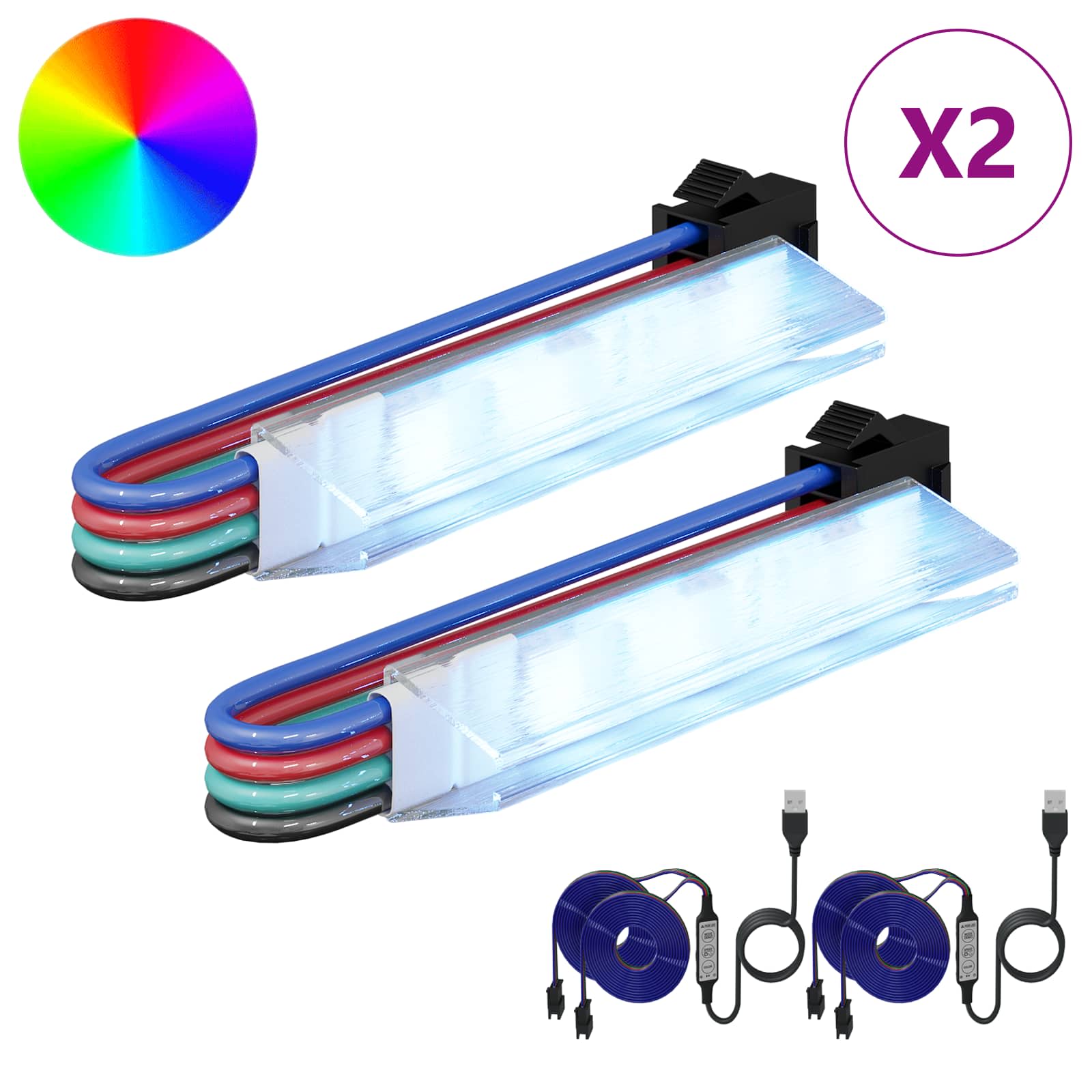 LED trak 2 pcs Črna in večbarvna 1745 mm Baker in plastika - slika 2