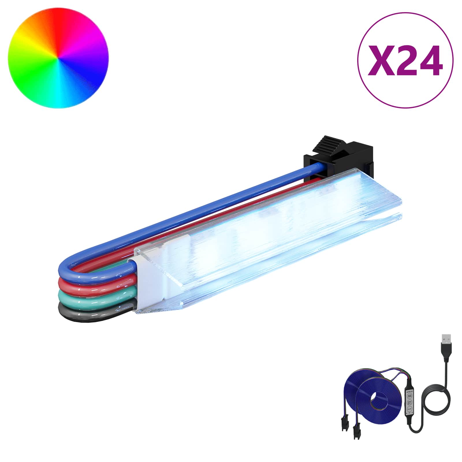 vidaXL LED-strip 24 pcs Zwart en Multikleur 150 cm Koper en kunststof