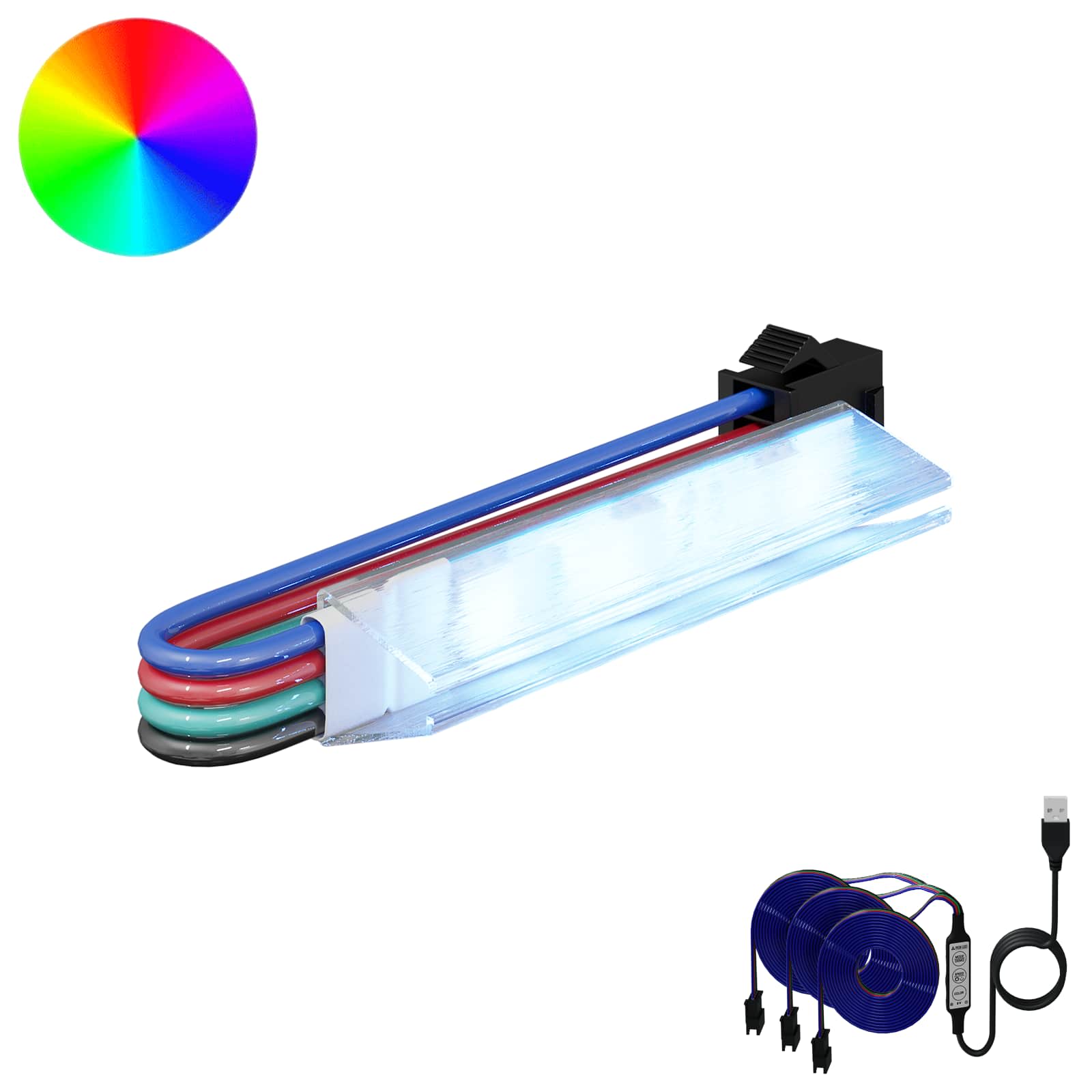 Cabluri & corzi pentru iluminat - Bandă LED 4 pcs Negru și Multicolor 150 cm Cupru și Plastic