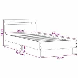 Postelový rám s LED Černý dub 80 x 200 cm Kompozitní dřevo - obrázek 8