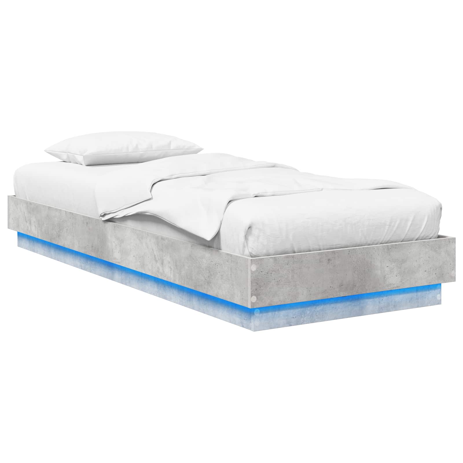 Posteljni okvir z LED Betonsko siva 80 x 200 cm Inženirski les - slika 2
