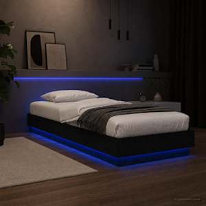 Postelový rám s LED Černý dub 80 x 200 cm Kompozitní dřevo - obrázek 1