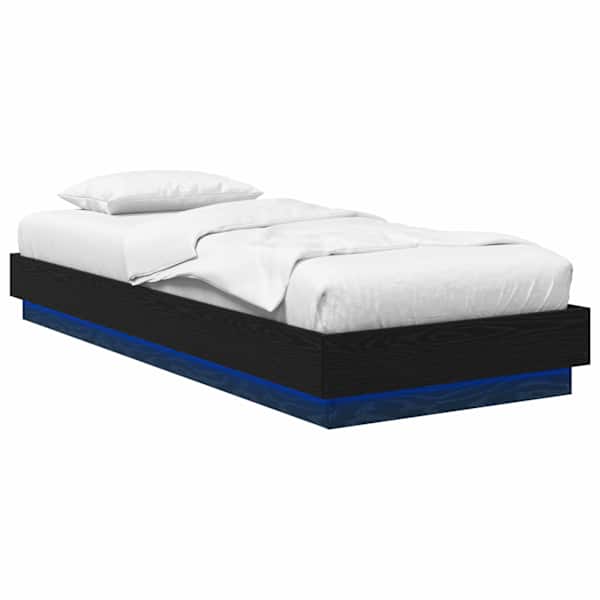 vidaXL LED-lampidega voodiraam Must tamm 80 x 200 cm Tehispuit