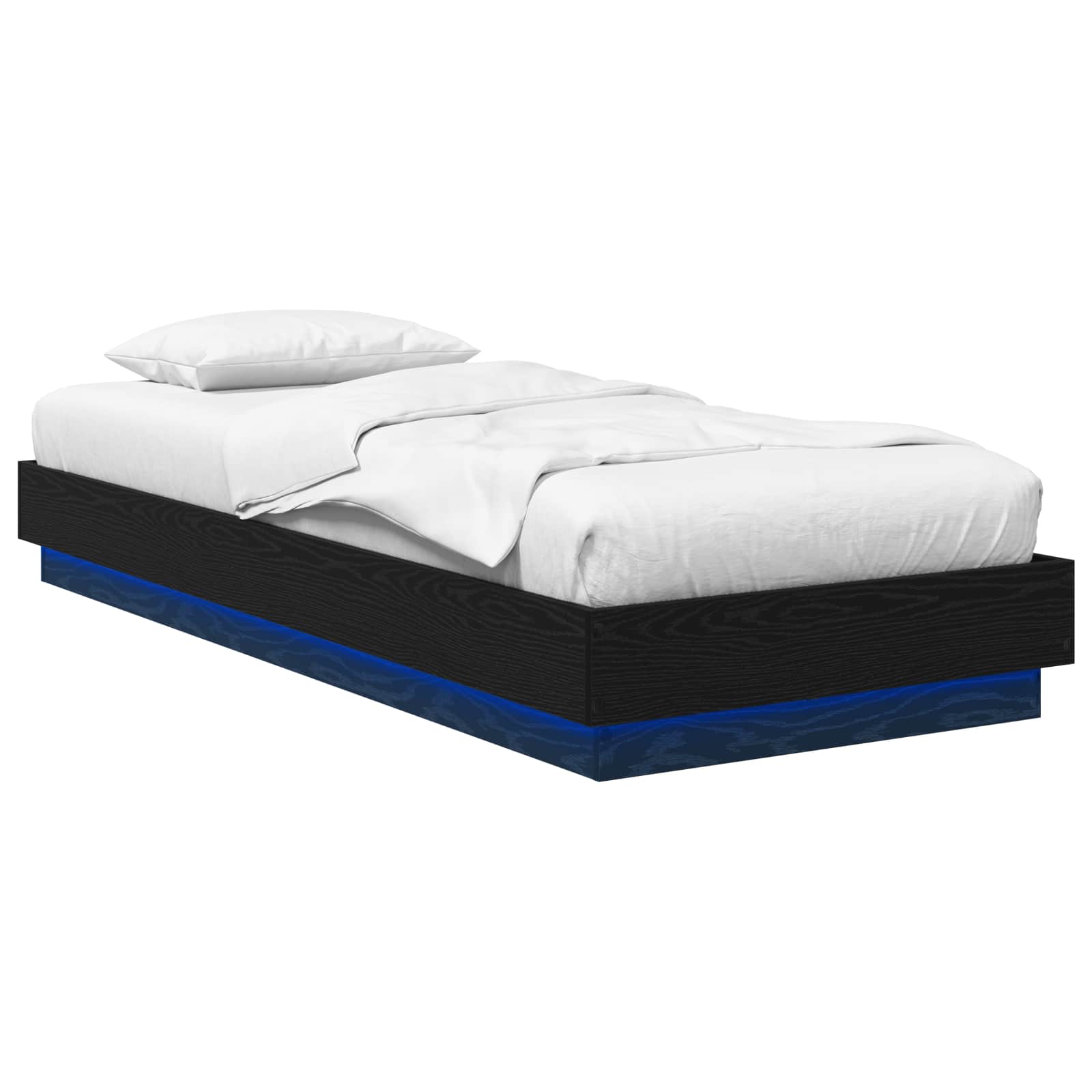 vidaXL Cadru de pat cu LED Stejar Negru 80 x 200 cm Lemn prelucrat