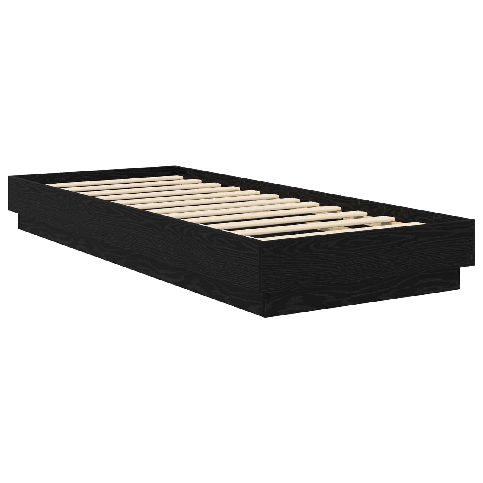 Posteljni okvir z LED Črni hrast 80 x 200 cm Inženirski les - slika 2