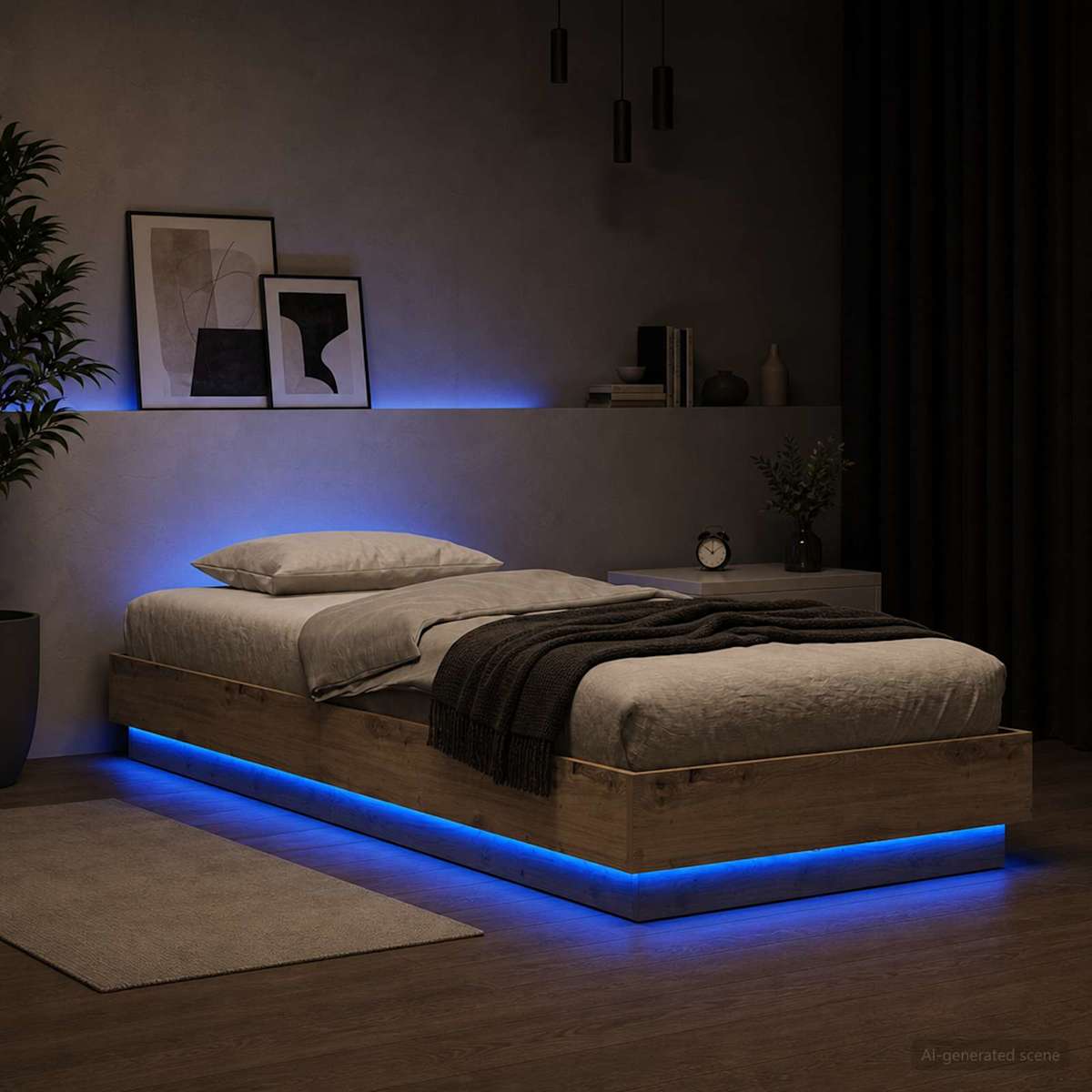 Senge ramme med LED Konstrueret træ