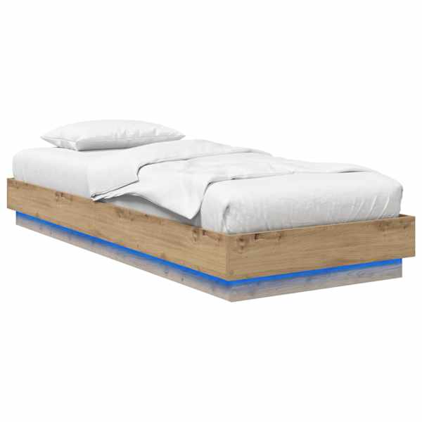 vidaXL LED-lampidega voodiraam Artisan tamm 80 x 200 cm Tehispuit