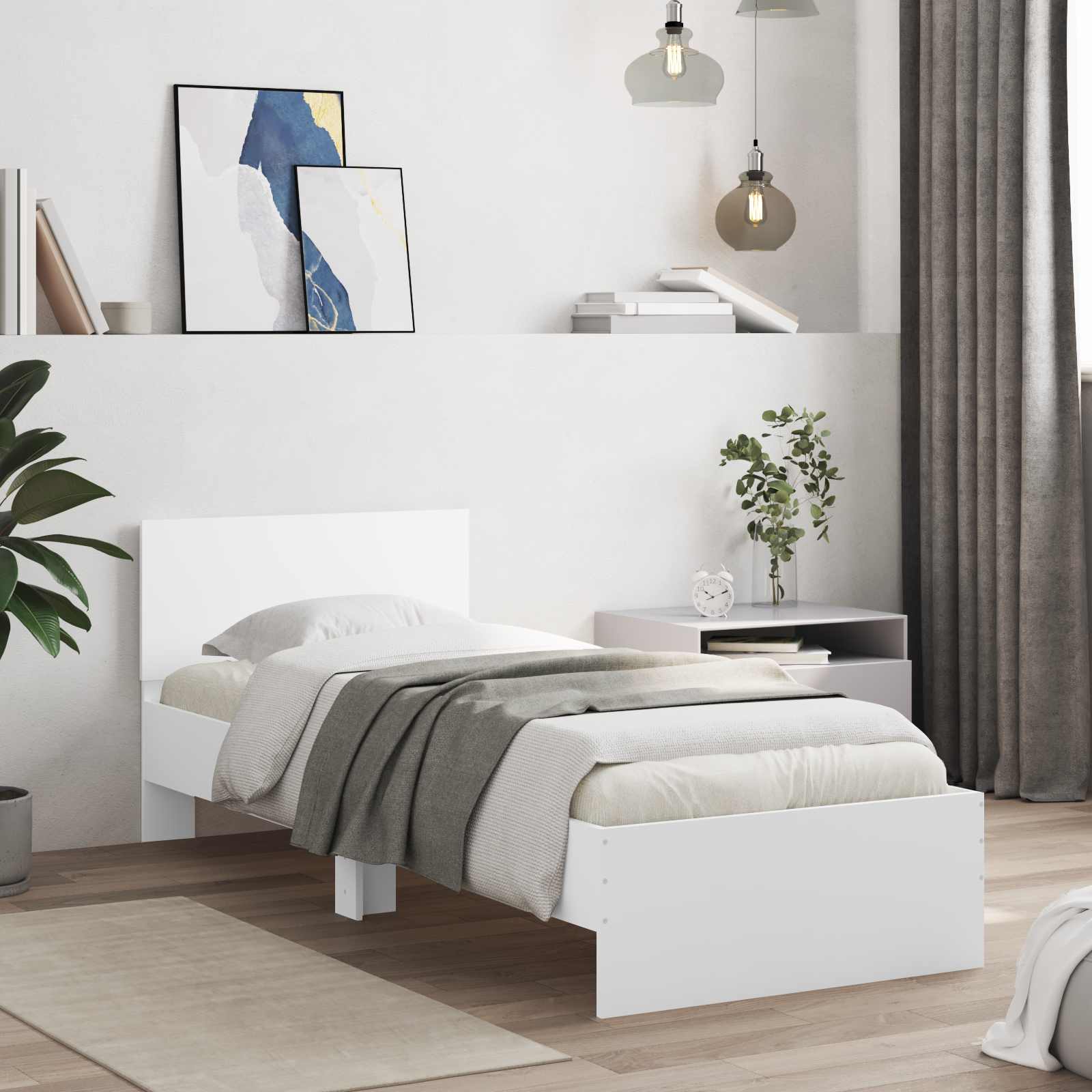 vidaXL Cadru de Pat cu Tăblie Alb 80 x 200 cm Lemn prelucrat