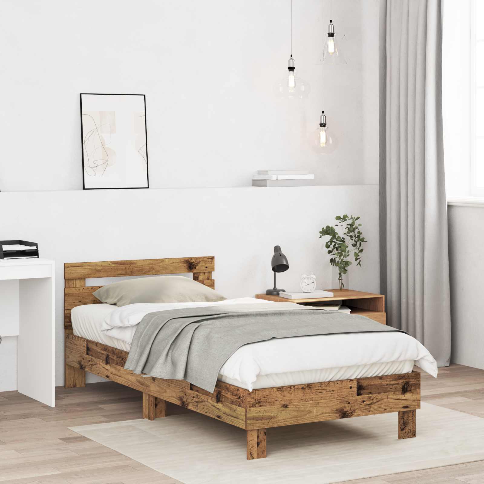 vidaXL Cadru de Pat cu Tăblie Lemn vechi 80 x 200 cm Lemn prelucrat