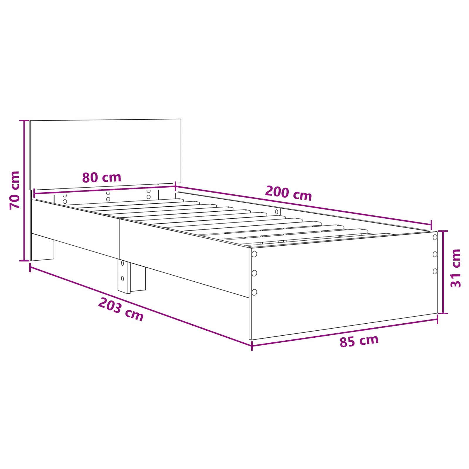 Okvir postelje z naslonjalom Artisan hrast 80 x 200 cm - slika 8